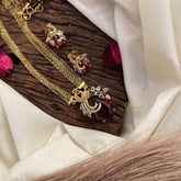 Stylish Red AD Stone Peacock Pendant Layered Chain-G14623